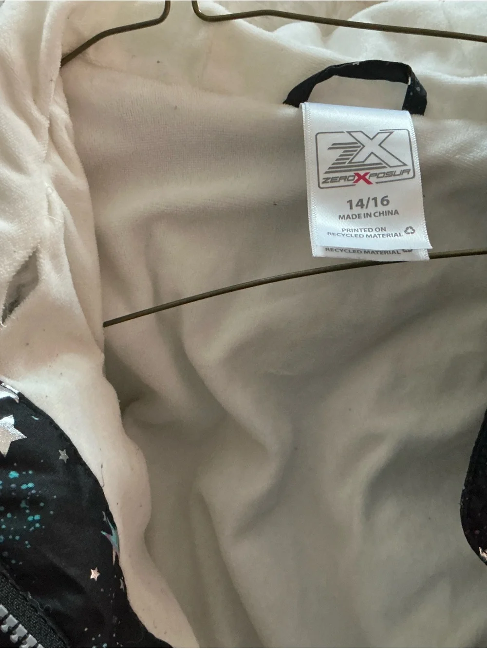 ZeroXposur Kids Black Puffer Jacket with Multicolor Star Print